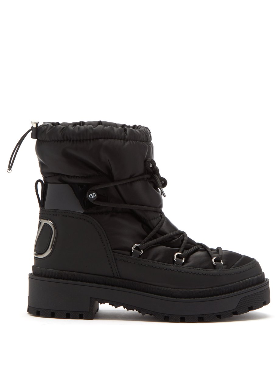 Black Leather and padded shell boots | Valentino | MATCHESFASHION UK