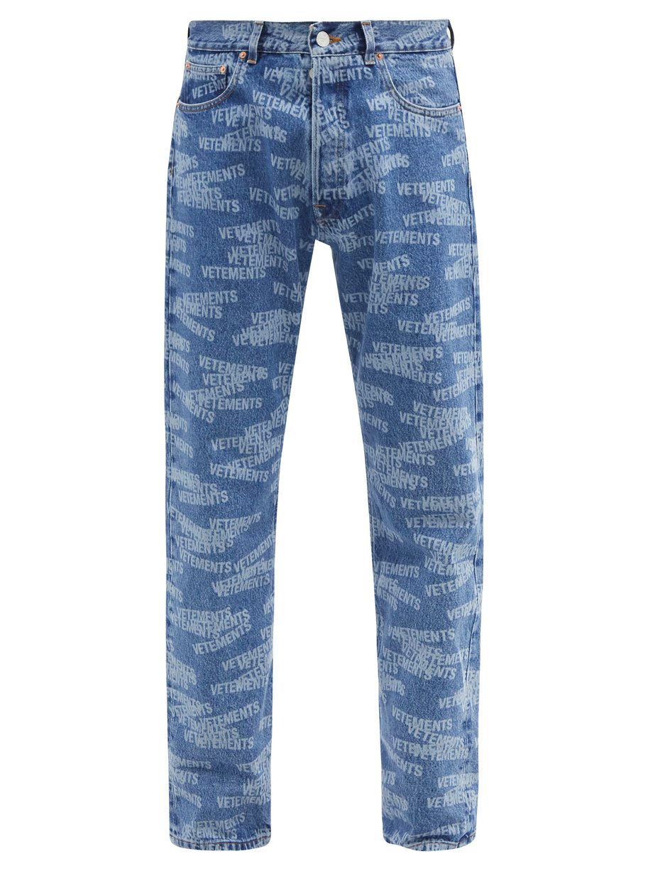 Blue Monogram-print slim-leg jeans | Vetements | MATCHESFASHION US