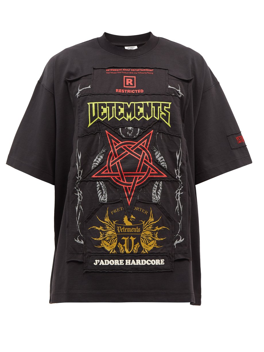 Black Hardcore logo-patch cotton-jersey T-shirt | Vetements ...