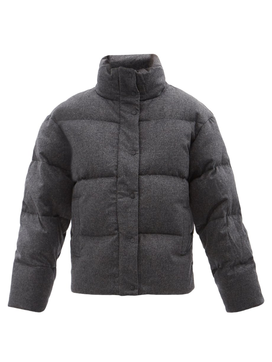 Grey Carah wool-blend flannel down coat 