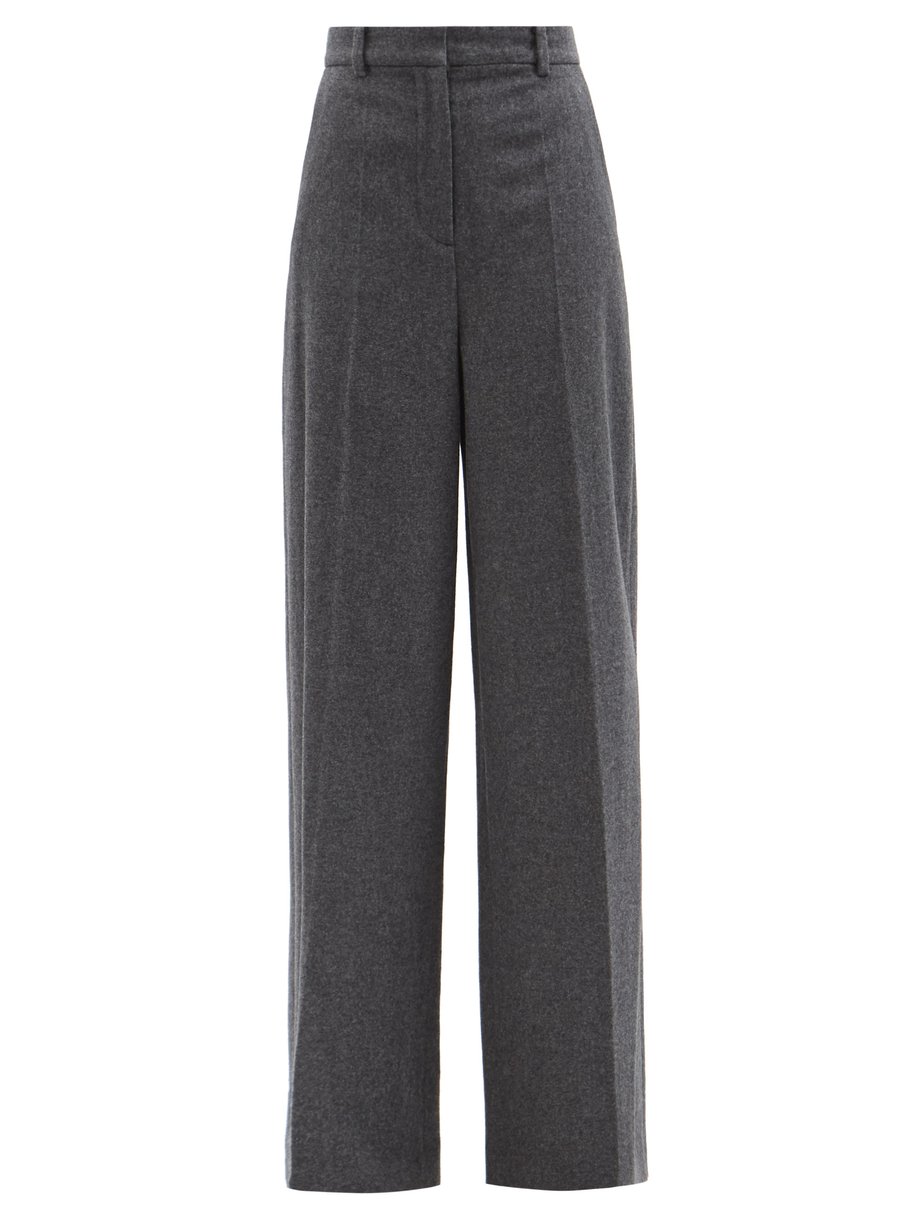 Grey Alana high-rise wool-flannel wide-leg trousers | Joseph ...