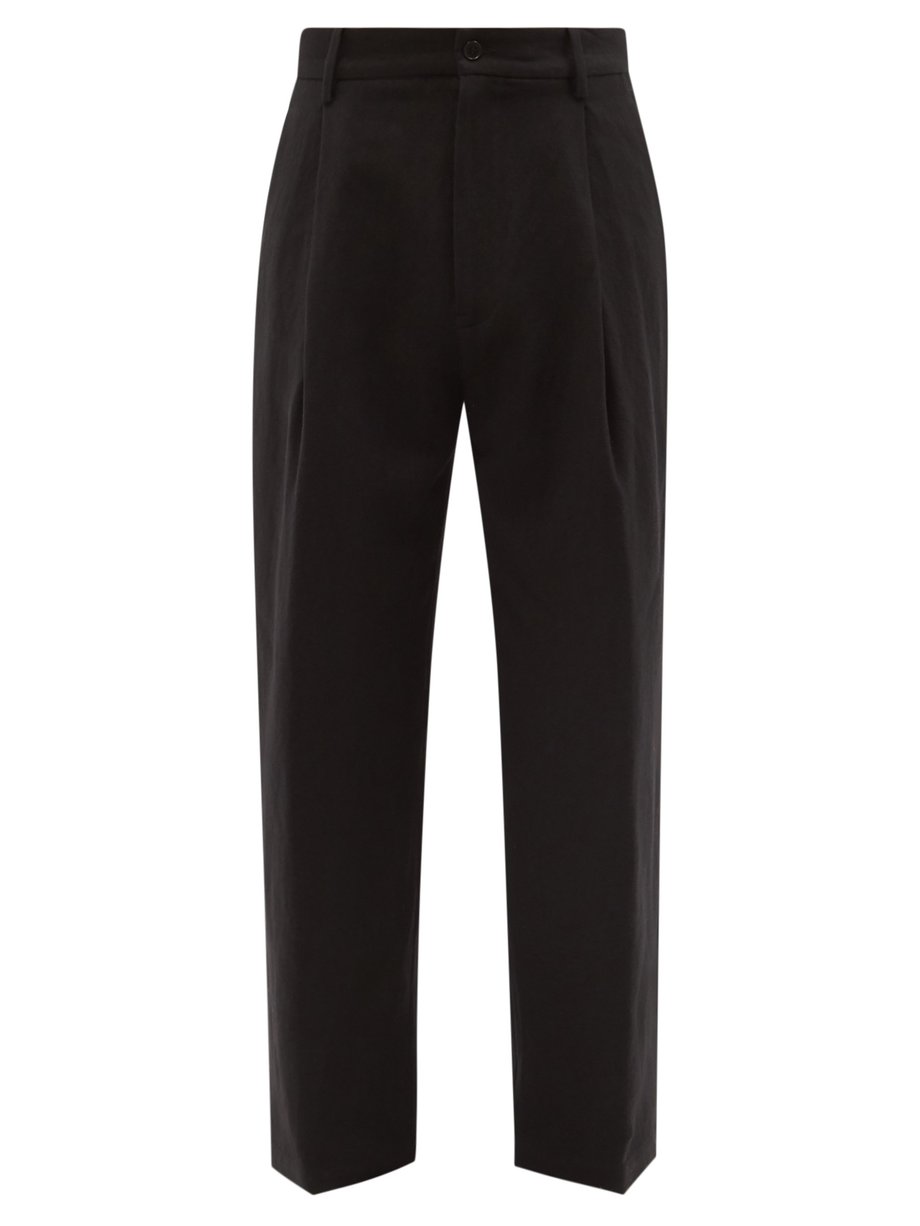 Raey Black Wide-leg linen and wool blend deep-pleated trouser | 매치스패션 ...