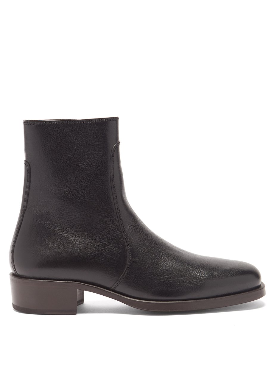 Lemaire Lemaire Topstitched leather ankle boots Black｜MATCHESFASHION（マッ ...