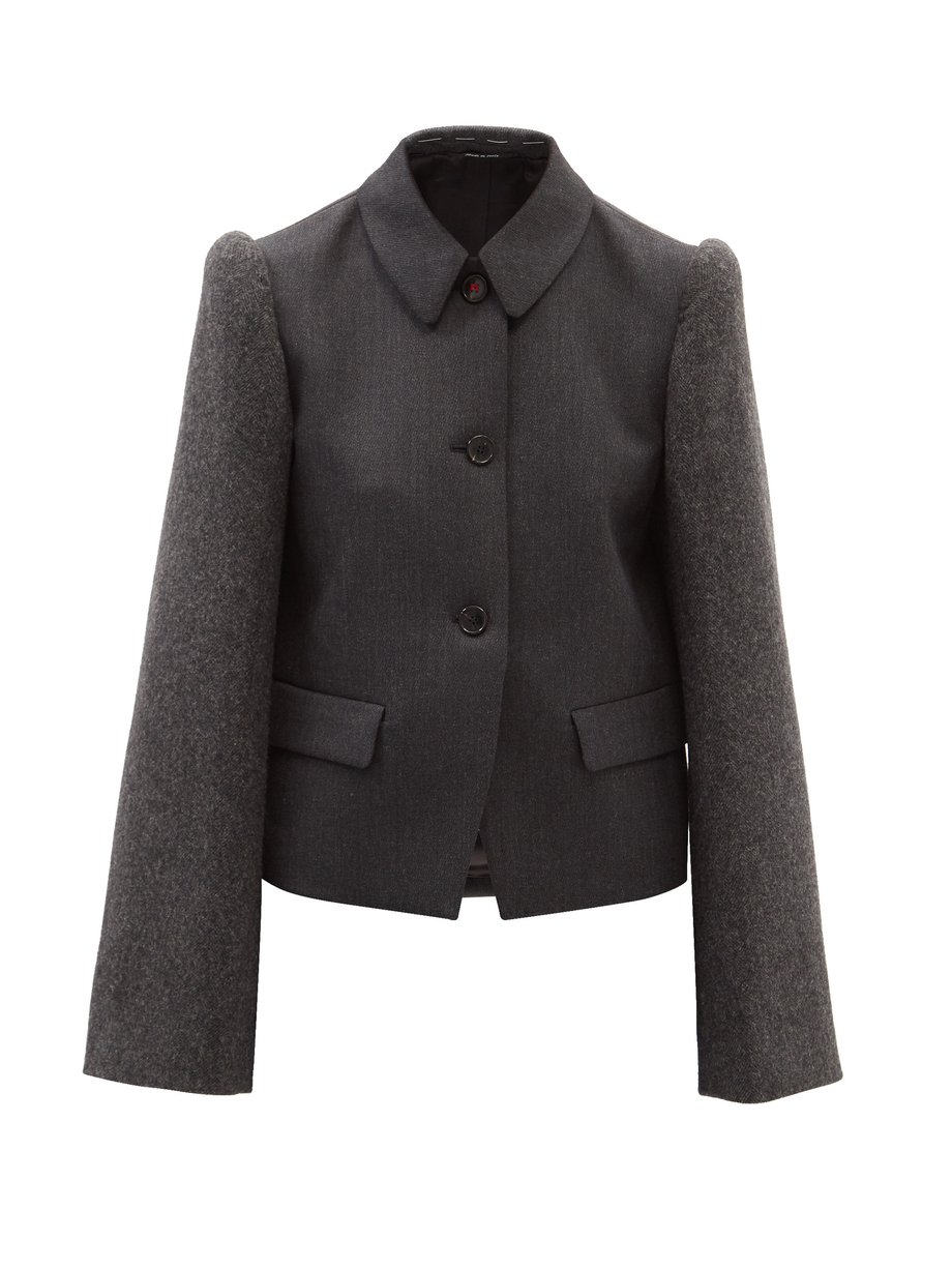 메종 마르지엘라 Maison Margiela Grey Panelled puffed-shoulder wool-twill jacket
