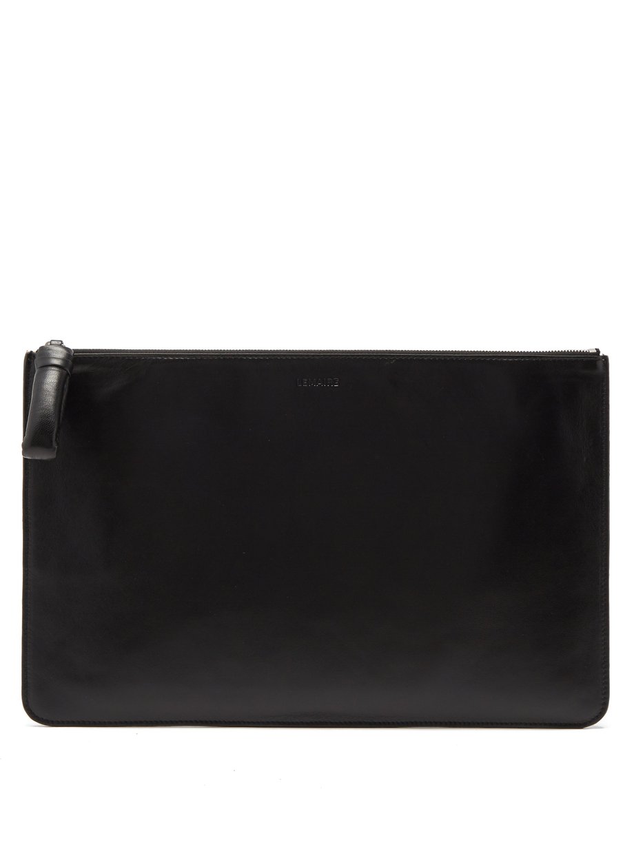 Lemaire Black Logo-print leather pouch | 매치스패션, 모던 럭셔리 온라인 쇼핑