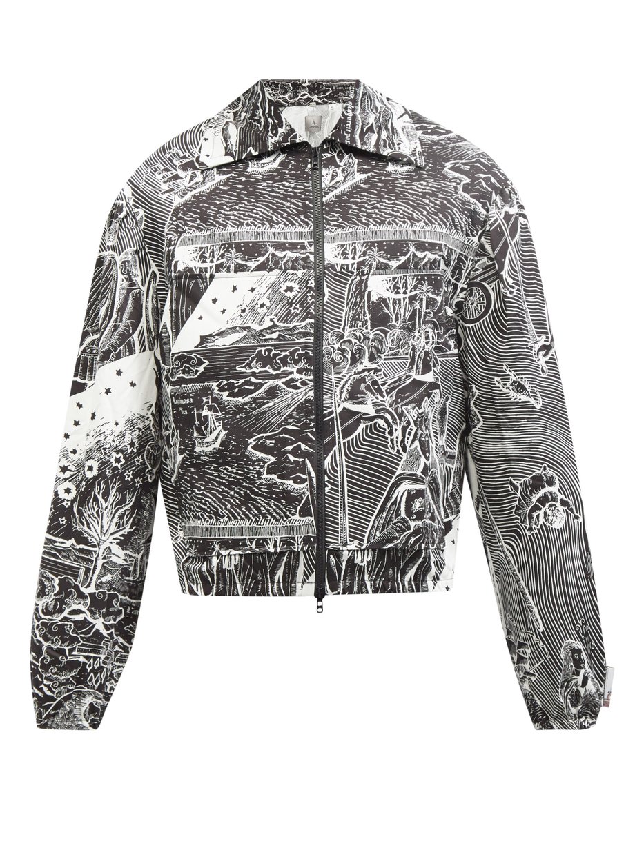 Black Victorian etch-print cotton-twill bomber jacket | Boramy Viguier ...