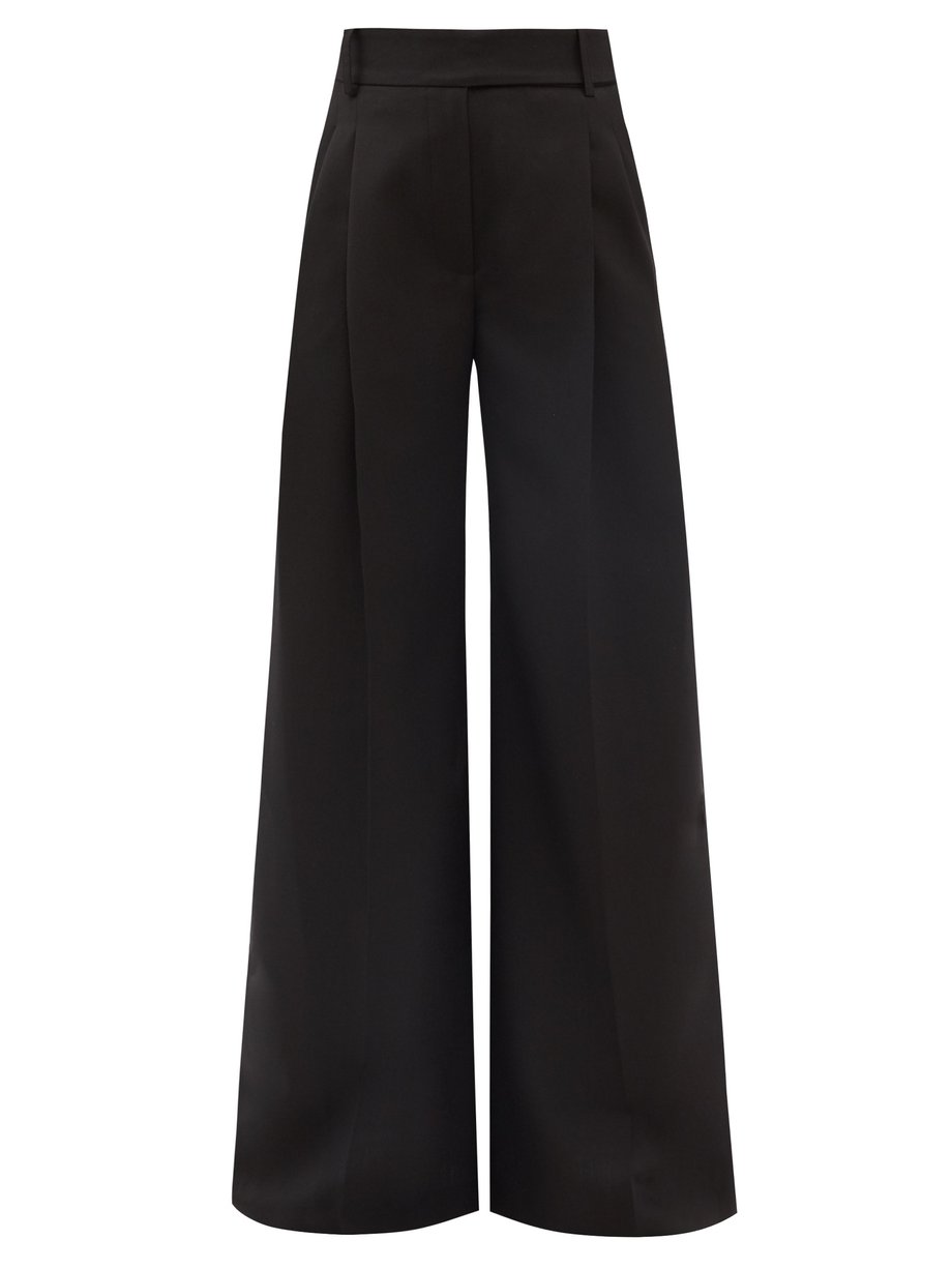 Black High-rise wide-leg wool trousers | Alexandre Vauthier ...