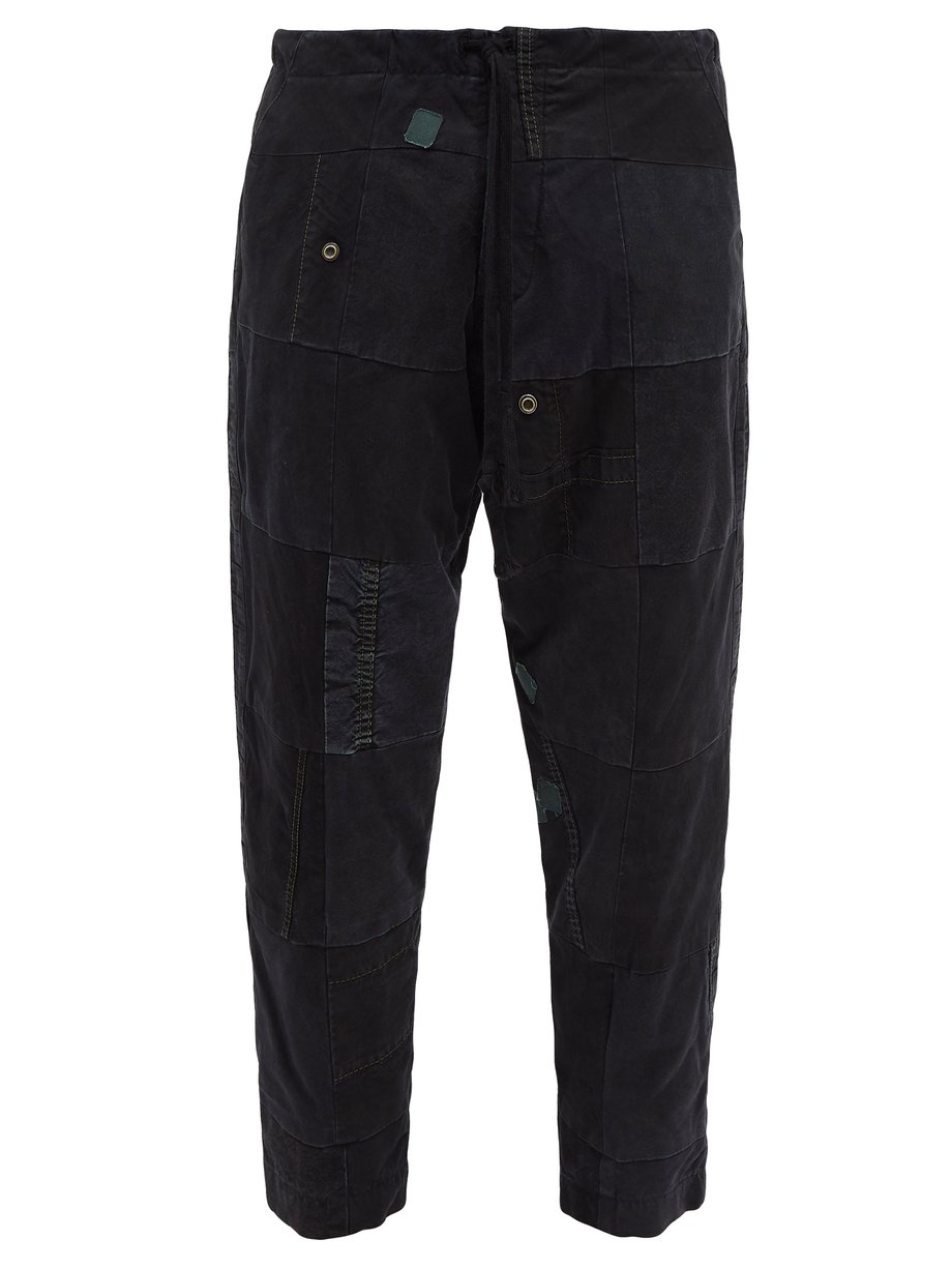 Black Upcycled-canvas relaxed-leg trousers | Greg Lauren ...