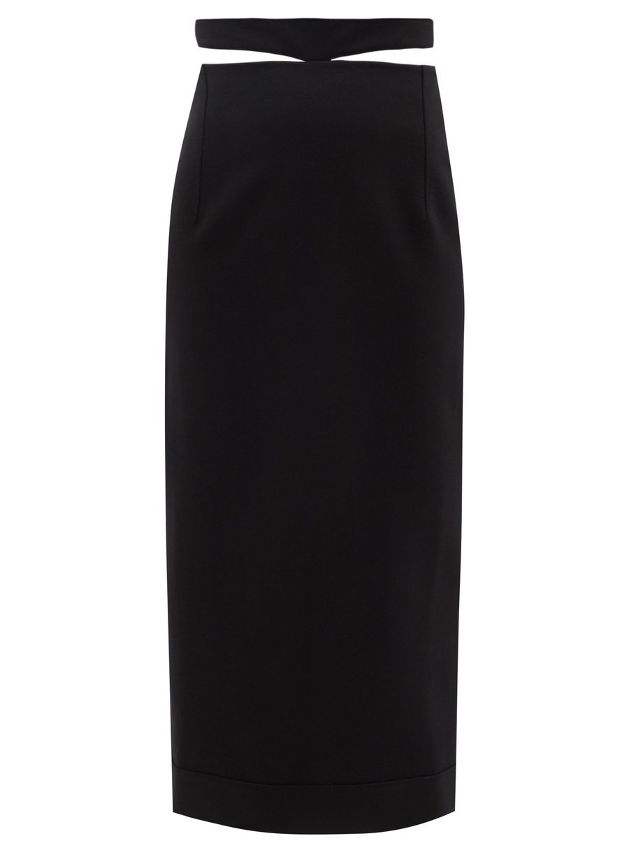 Jacquemus Black Valerie high-rise wool-blend midi skirt | 매치스패션, 모던 럭셔리 ...