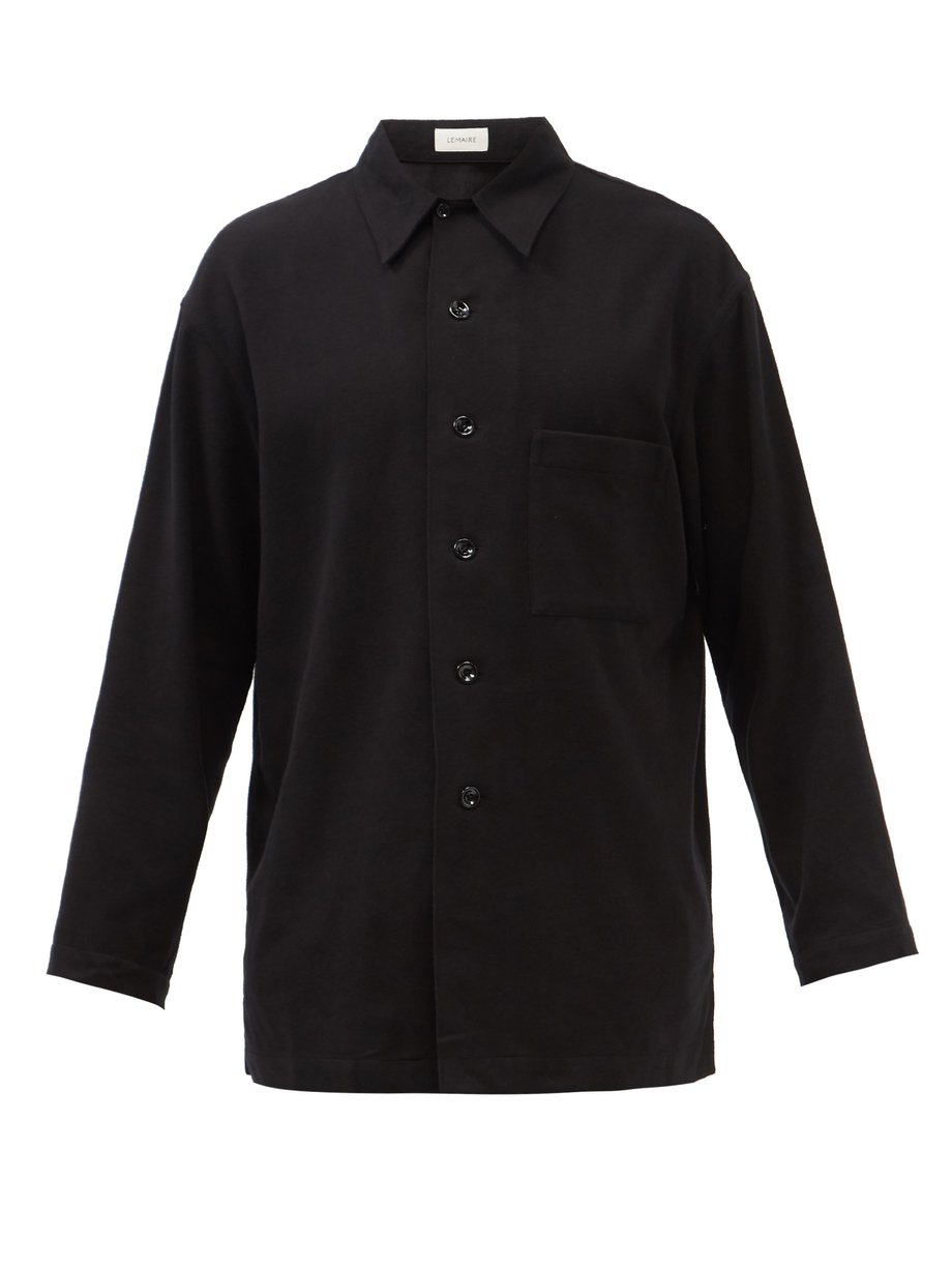 Lemaire Black Point-collar cotton-twill shirt | 매치스패션, 모던 럭셔리 온라인 쇼핑