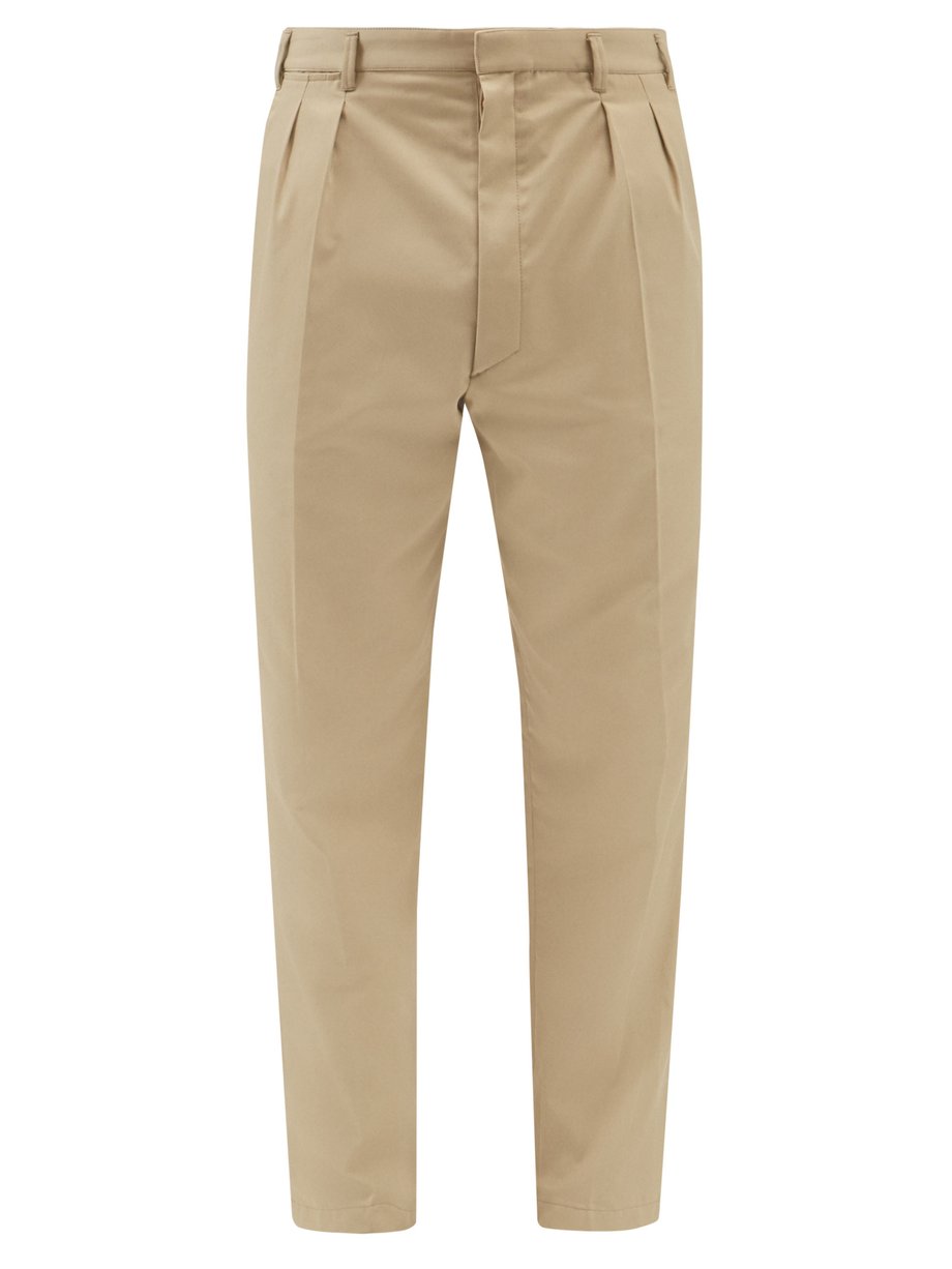 Neutral Pleated twill straight-leg trousers | Lemaire | MATCHESFASHION US