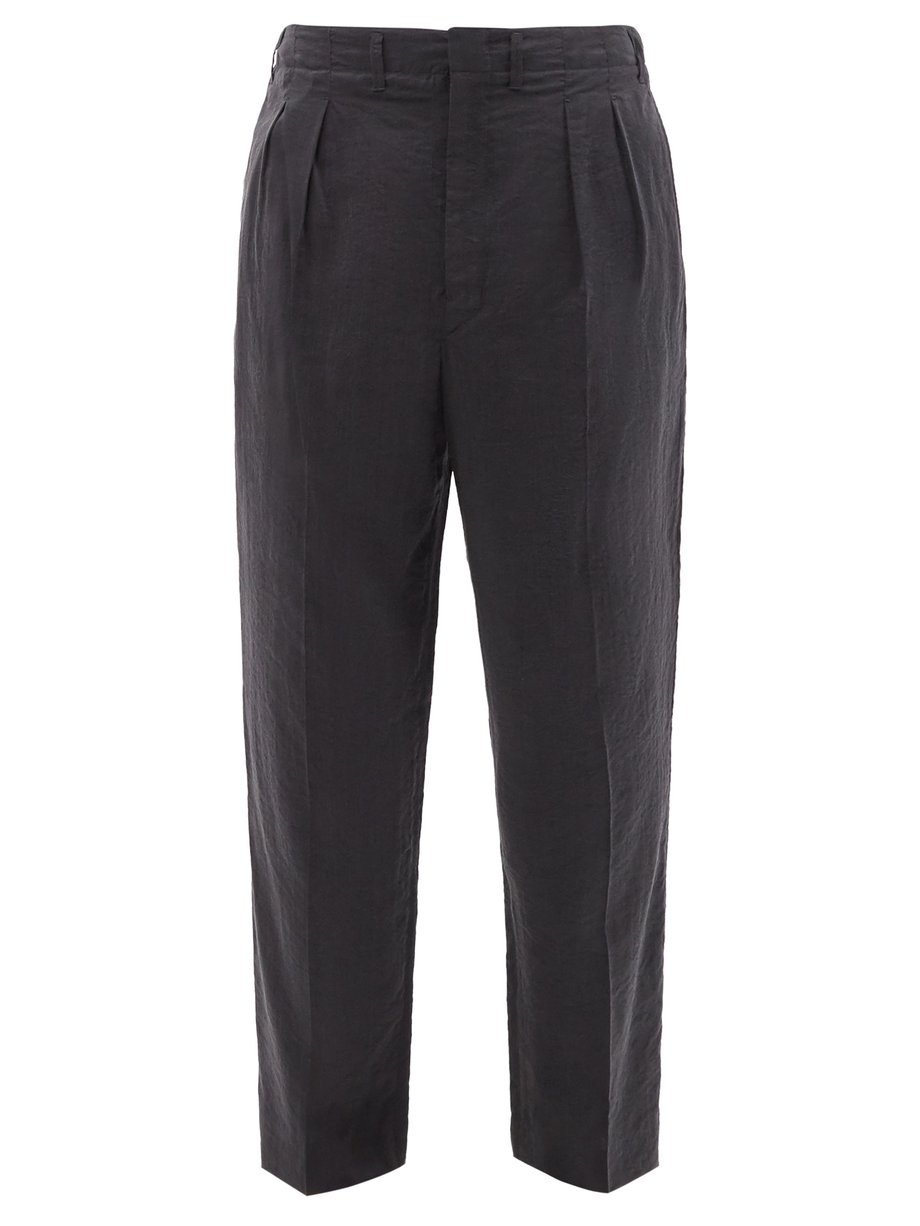 Pleated silk-blend crepe suit trousers Grey Lemaire | MATCHESFASHION FR