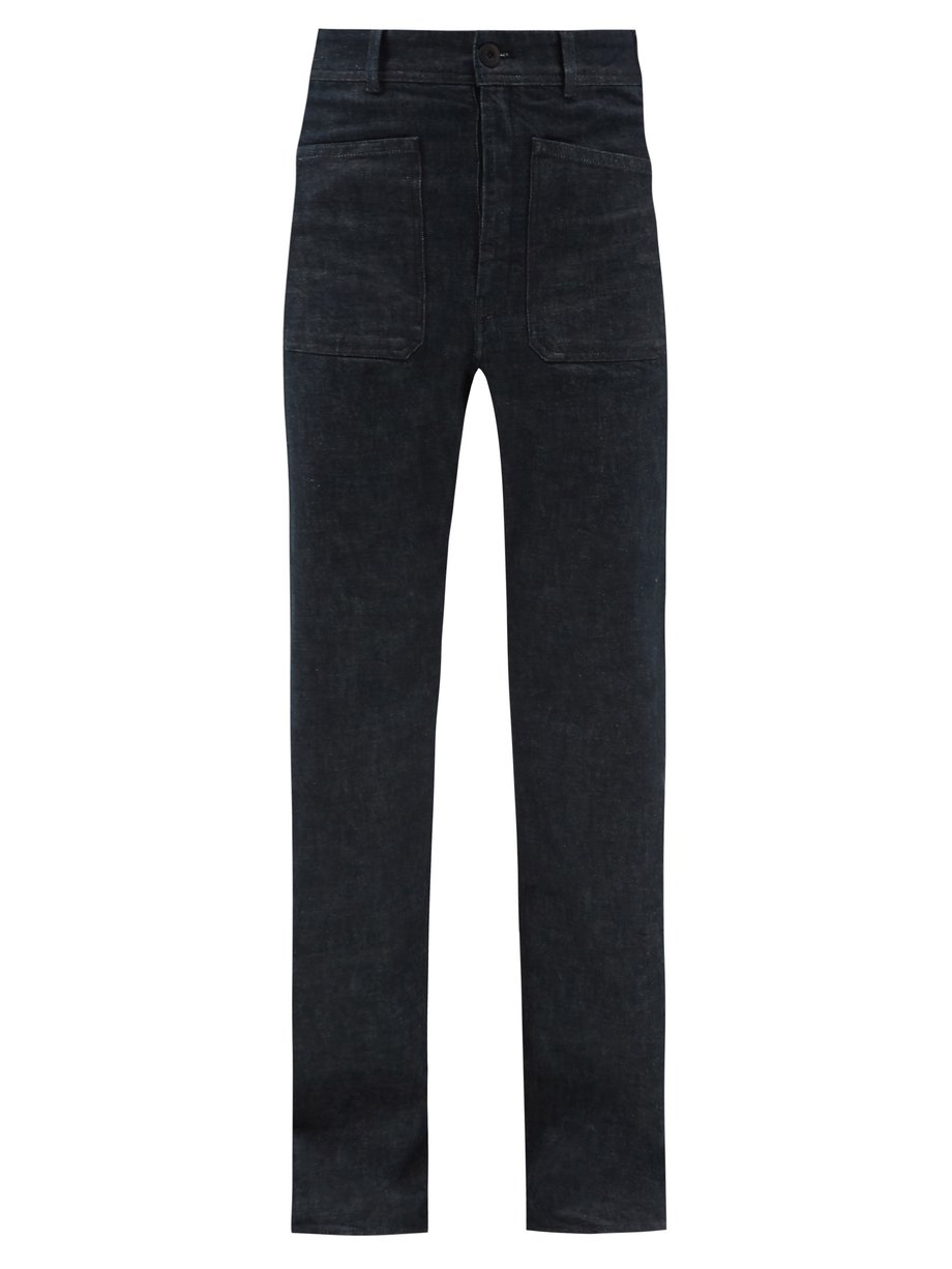 Blue Patch-pocket high-rise wide-leg jeans | Lemaire | MATCHESFASHION UK