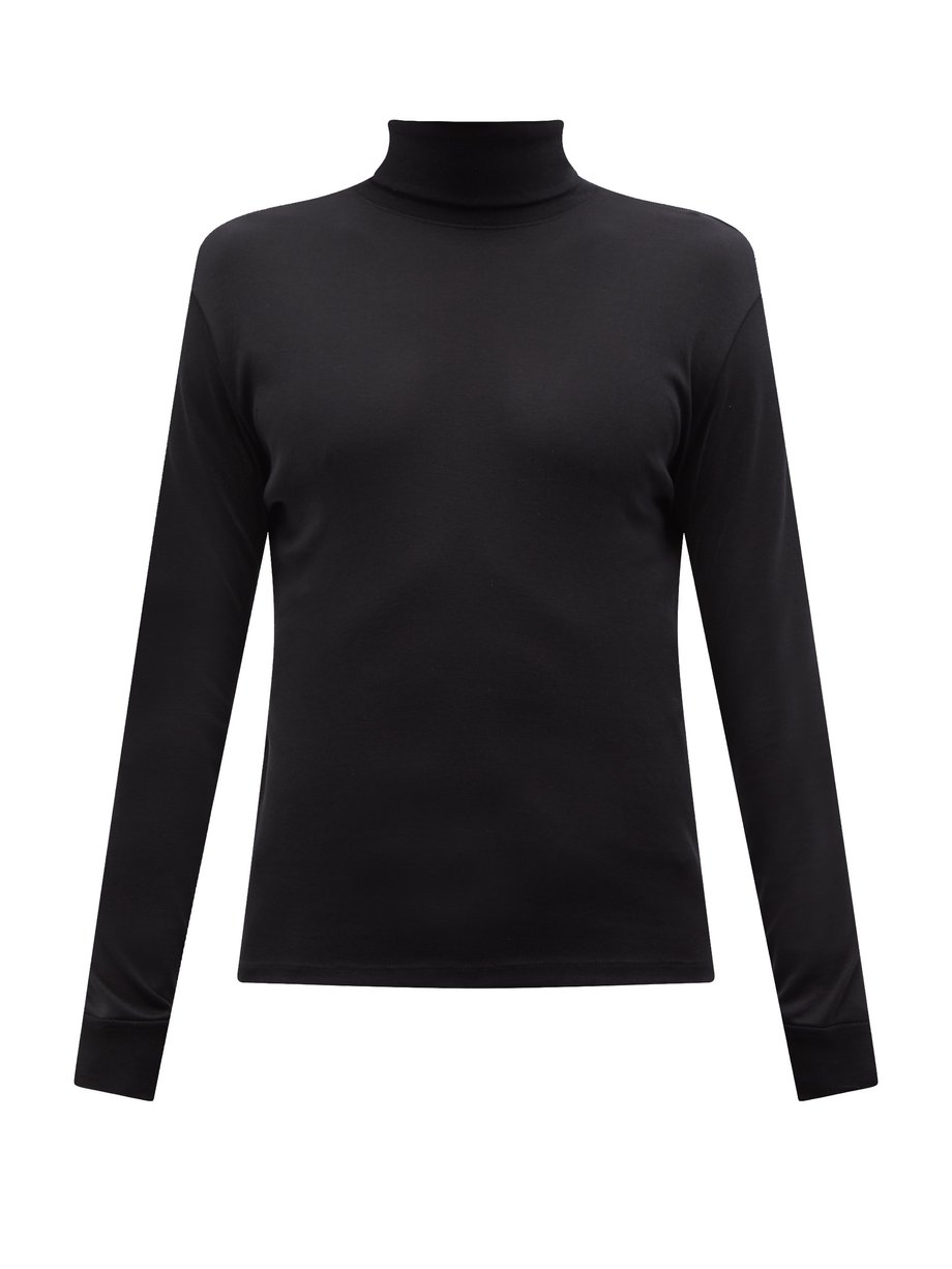 Black Roll-neck cotton-jersey long-sleeve top | Lemaire | MATCHESFASHION US