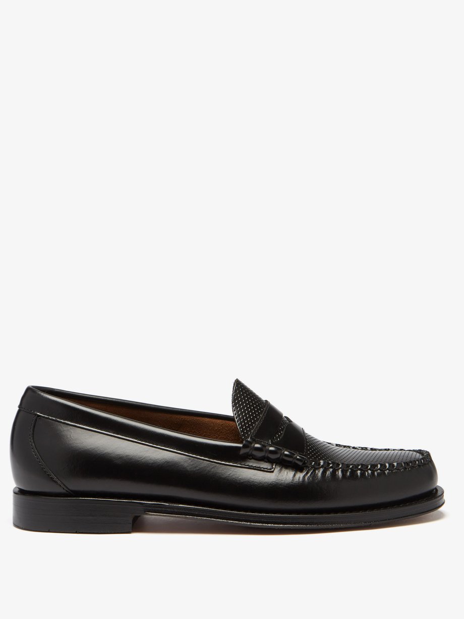 MATCHESFASHION Men Shoes Flat Shoes Loafers Weejuns Larson Perforated-leather Penny Loafers Black Mens 