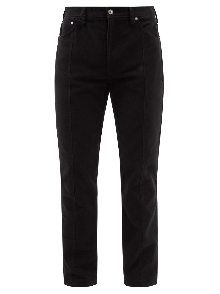Black Bonanza cotton-moleskin straight-leg trousers | Séfr ...