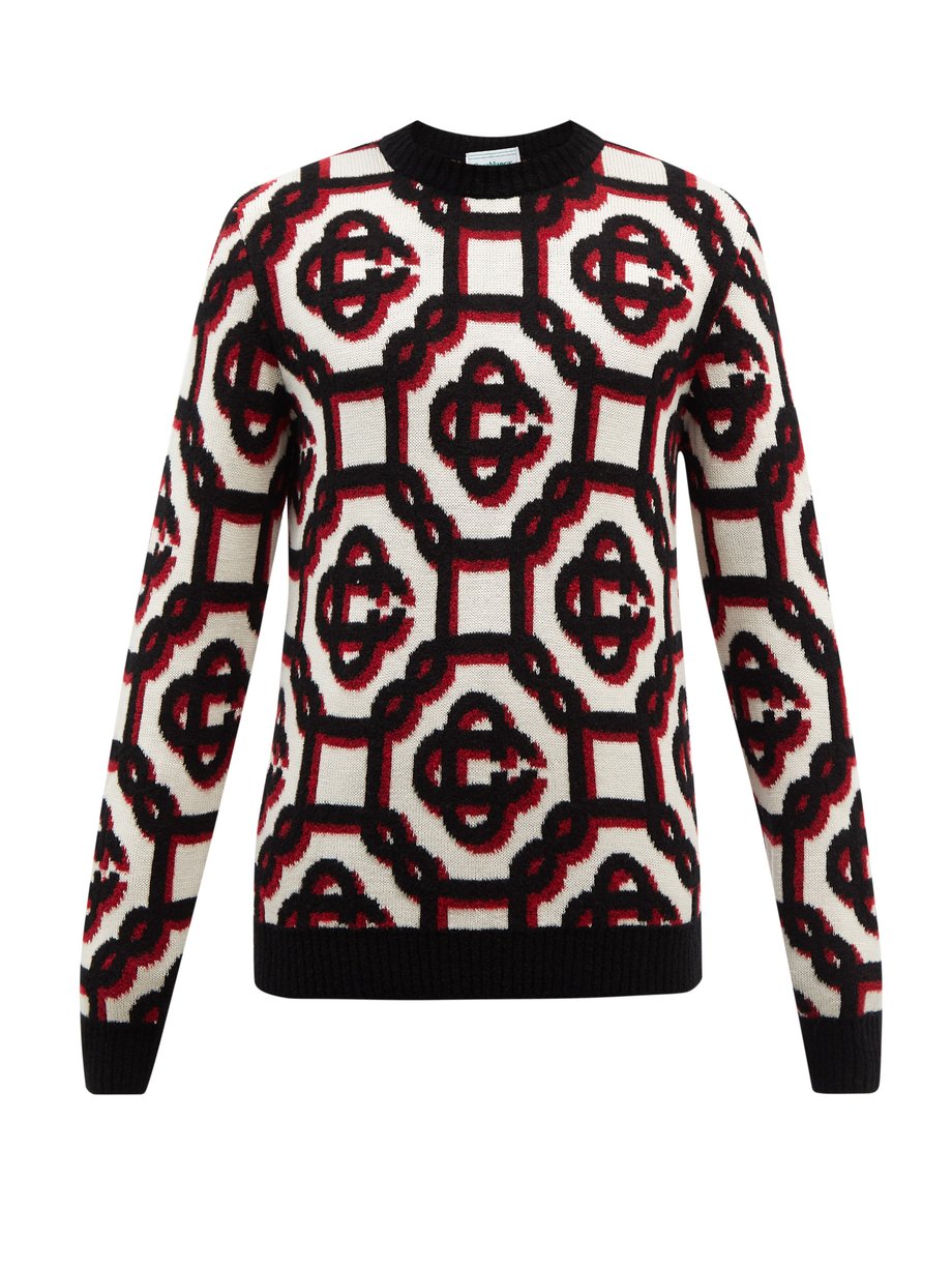 Print Monogram-jacquard wool-blend sweater | Casablanca | MATCHESFASHION UK