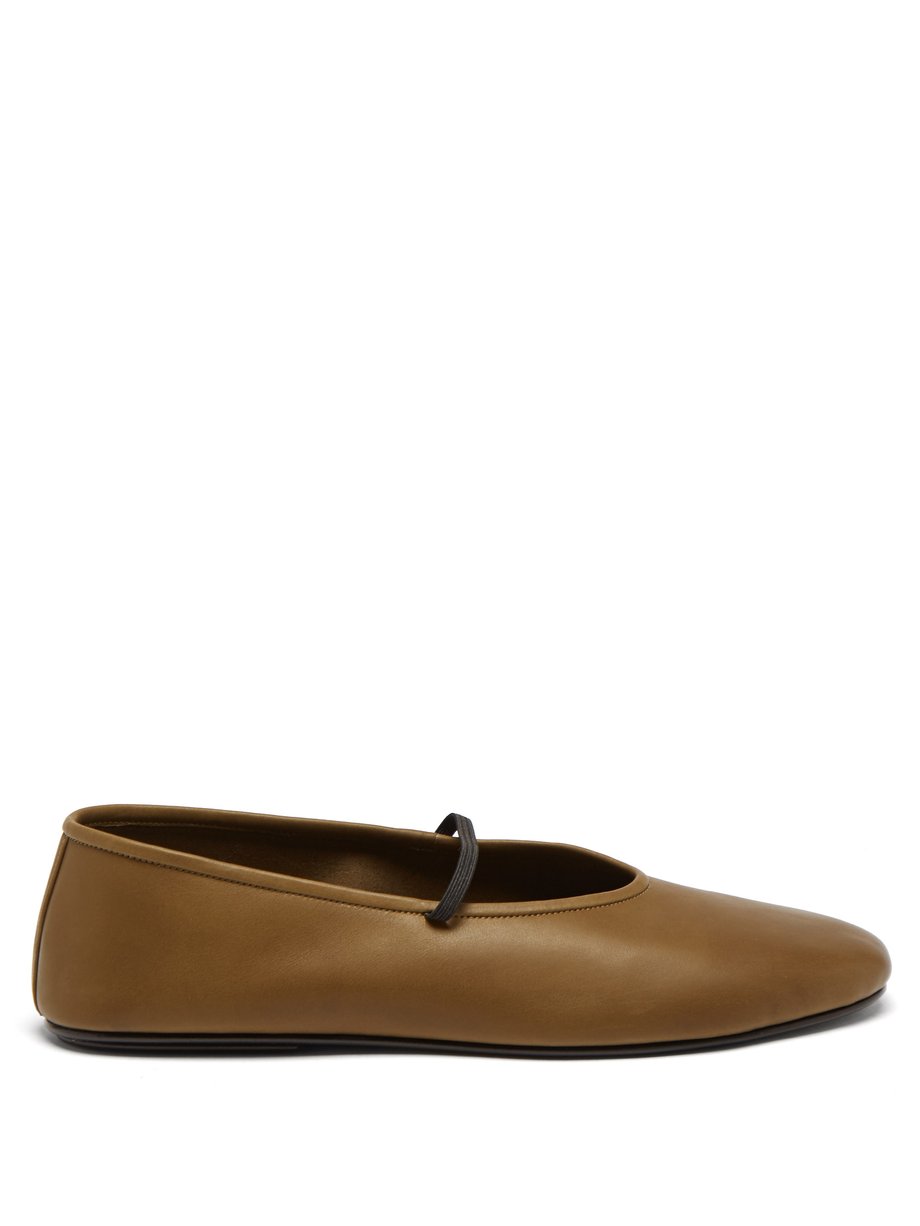 Brown Elastic leather ballet flats | The Row | MATCHESFASHION US