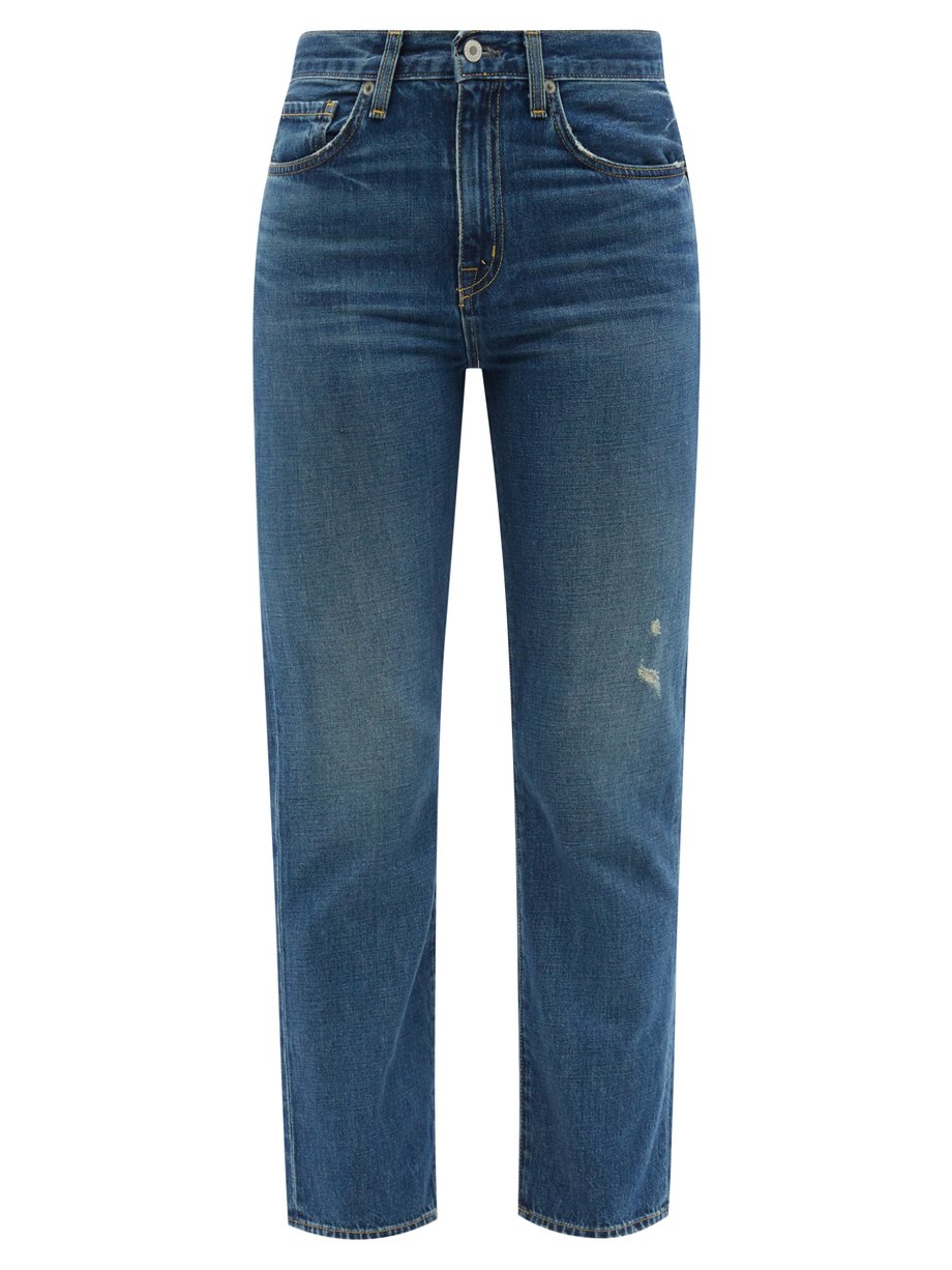 Blue Distressed straight-leg jeans | Nili Lotan | MATCHESFASHION UK