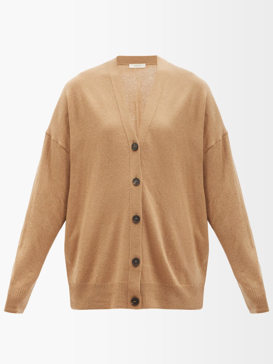The Row Camel Demetra V-neck cashmere cardigan | 매치스패션, 모던 럭셔리 온라인 쇼핑