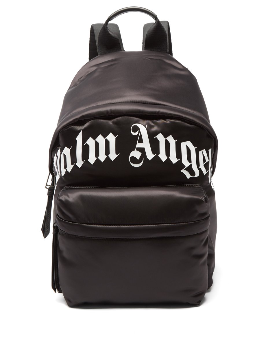 Black Logo-print satin backpack | Palm Angels | MATCHESFASHION UK