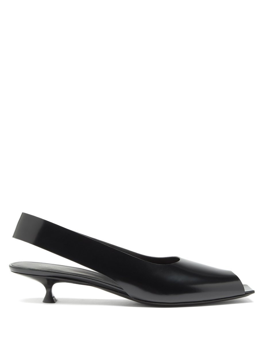 Black Sharp kitten-heel leather slingback sandals | The Row ...