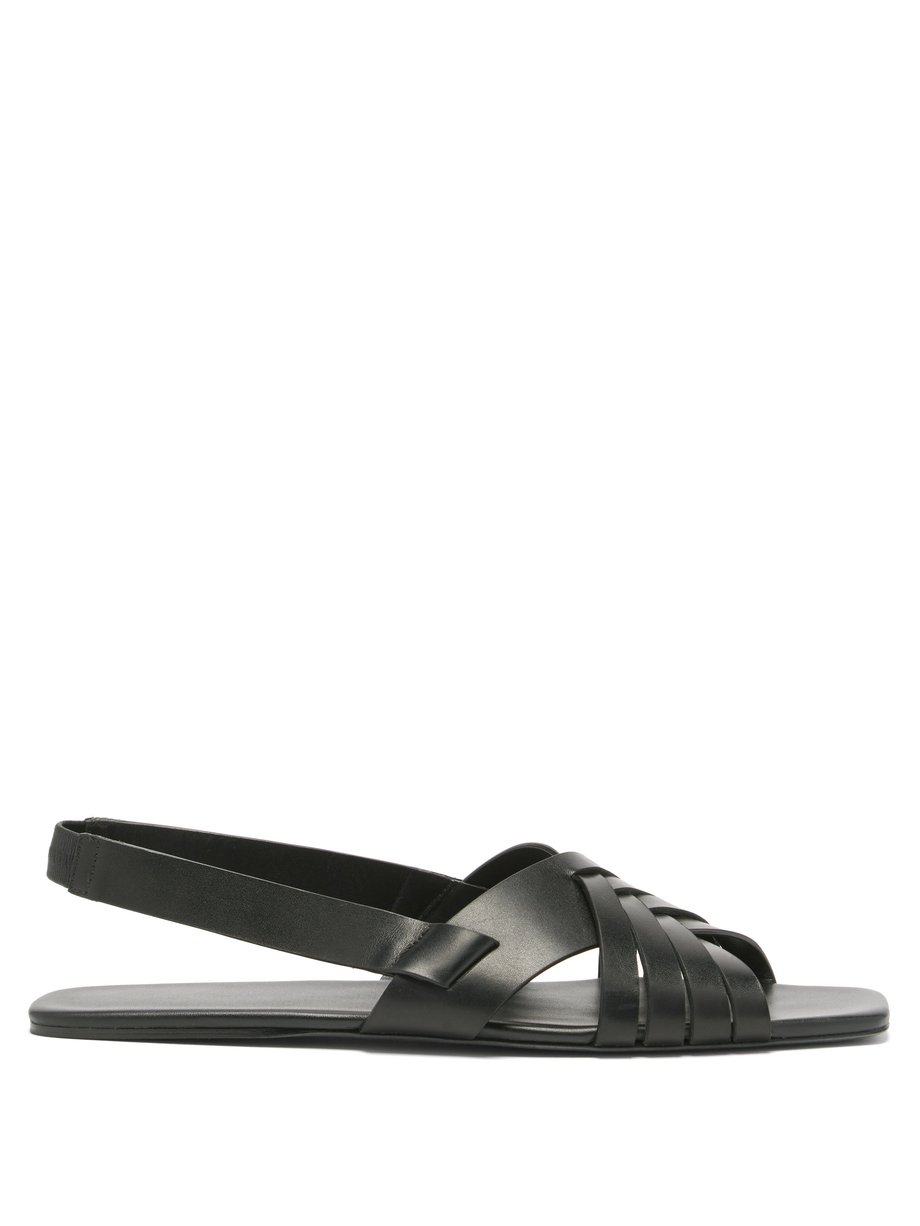 The Row Black Meera caged leather slingback sandals | 매치스패션, 모던 럭셔리 온라인 쇼핑