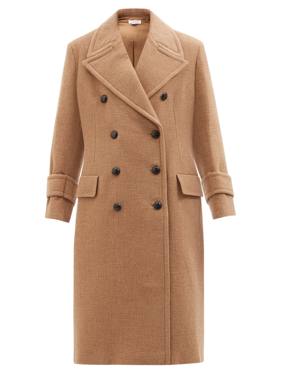 Double-breasted wool-blend coat