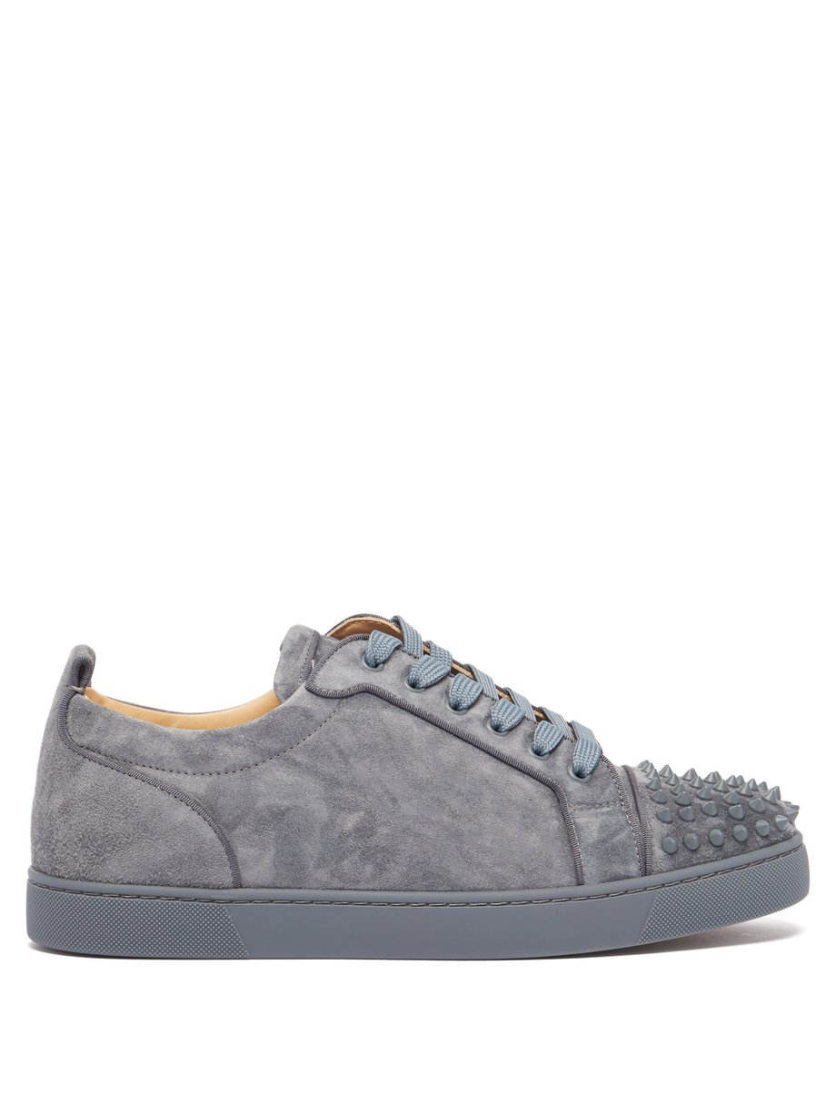 Grey Louis Junior spike-embellished suede trainers | Christian ...