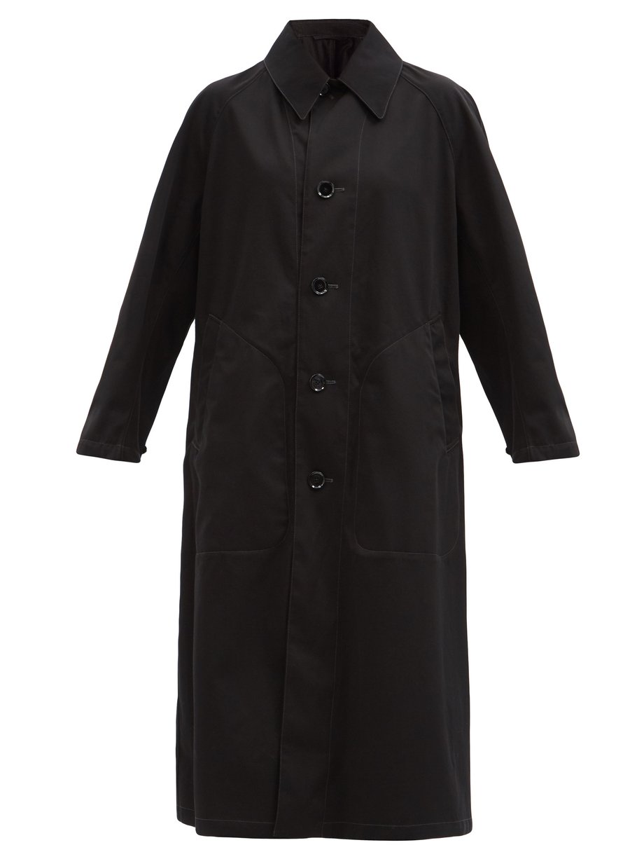 Raglan-sleeve cotton-gabardine raincoat Black Lemaire | MATCHESFASHION FR