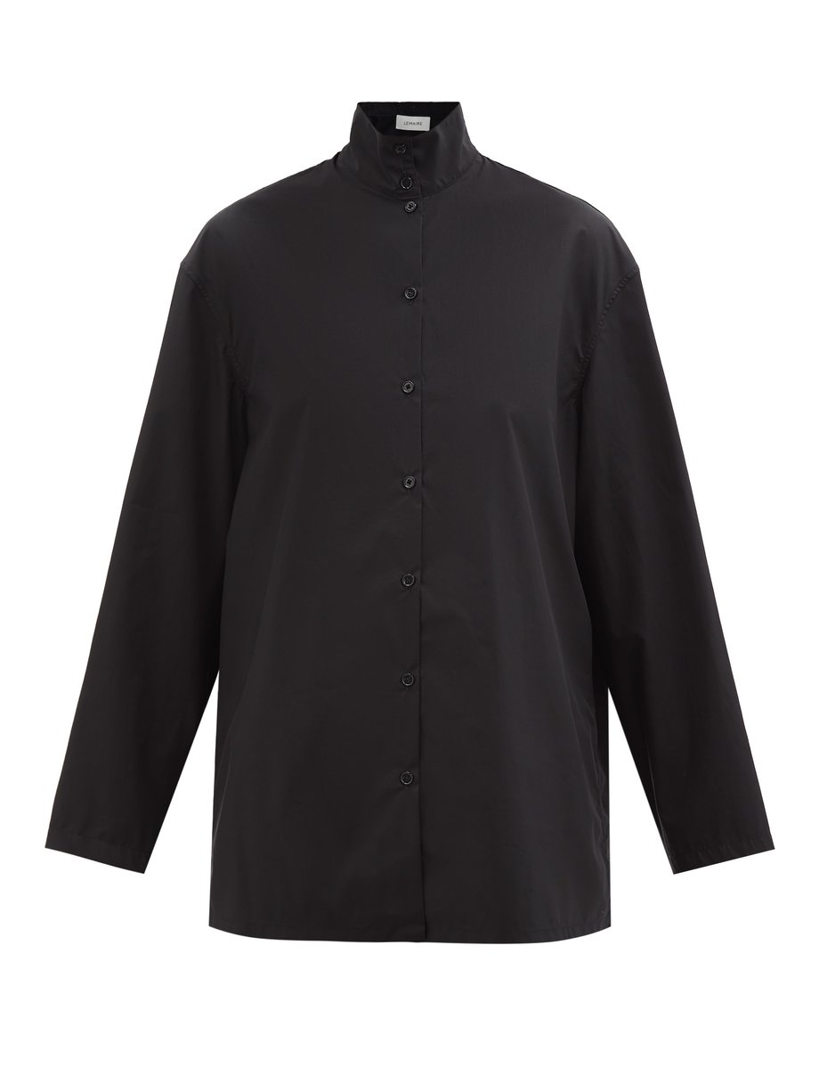 Black Stand-collar poplin shirt | Lemaire | MATCHESFASHION US