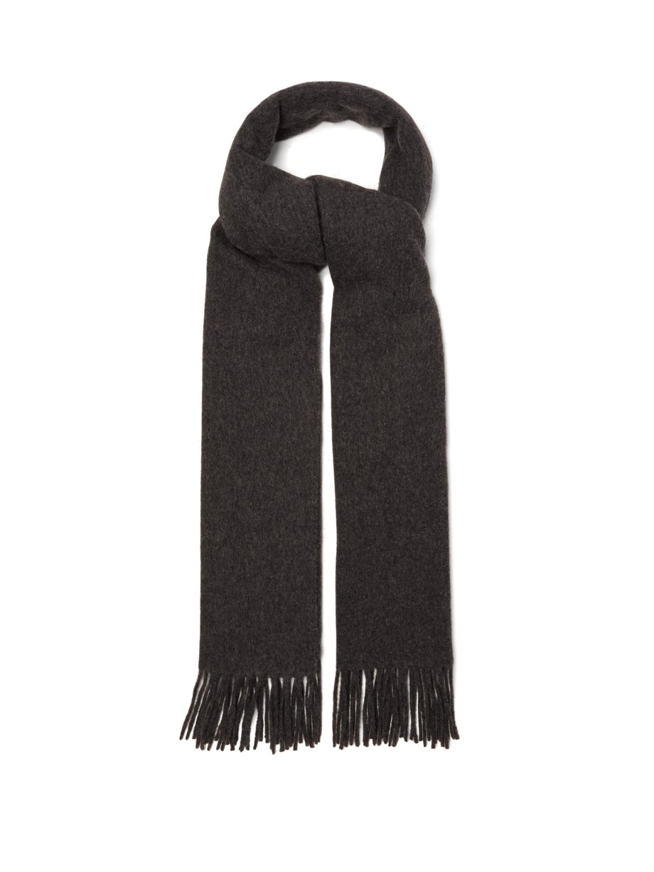 MATCHESFASHION Women Accessories Scarves Grey Fringed Felted-wool Scarf Womens 
