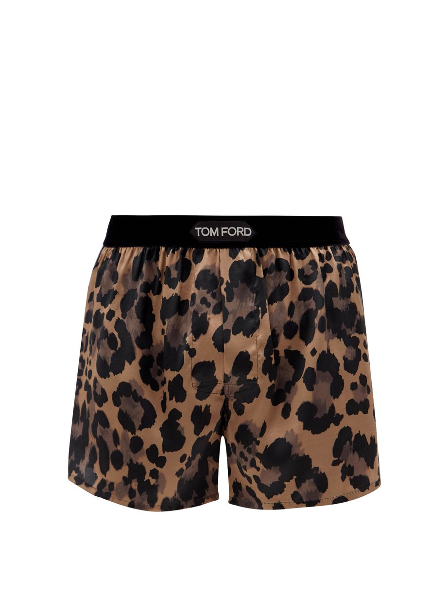 Print Leopard-print silk-blend satin boxer shorts | Tom Ford ...