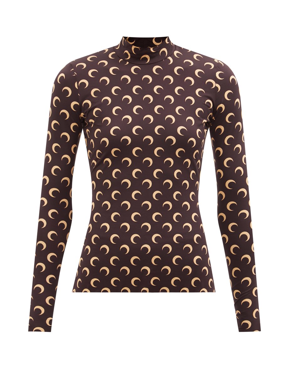 Marine Serre Brown High-neck moon-print recycled-jersey top | 매치스패션, 모던 ...