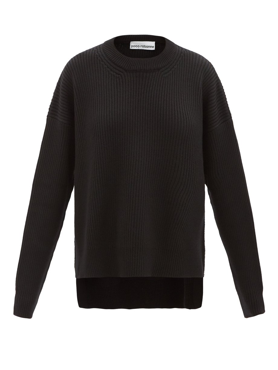Black Oversized side-zip wool sweater | Paco Rabanne | MATCHESFASHION US