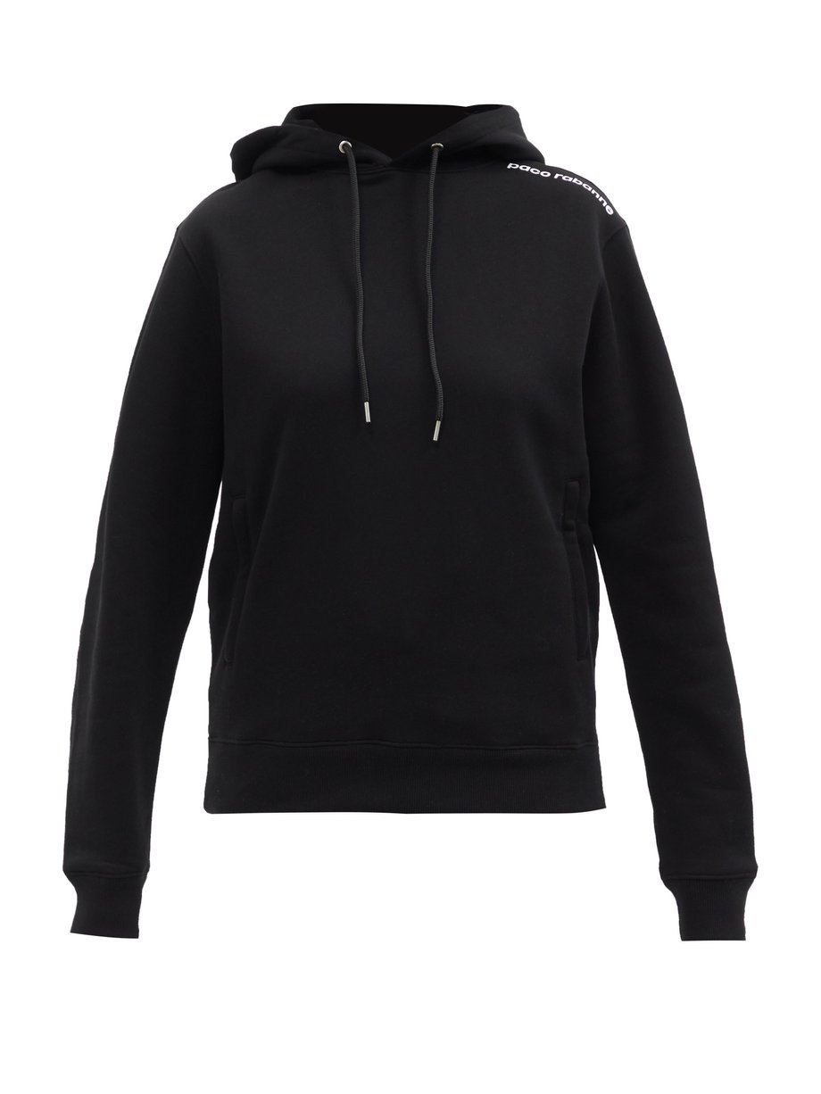 Black Logo-print cotton-jersey hooded sweatshirt | Paco Rabanne ...
