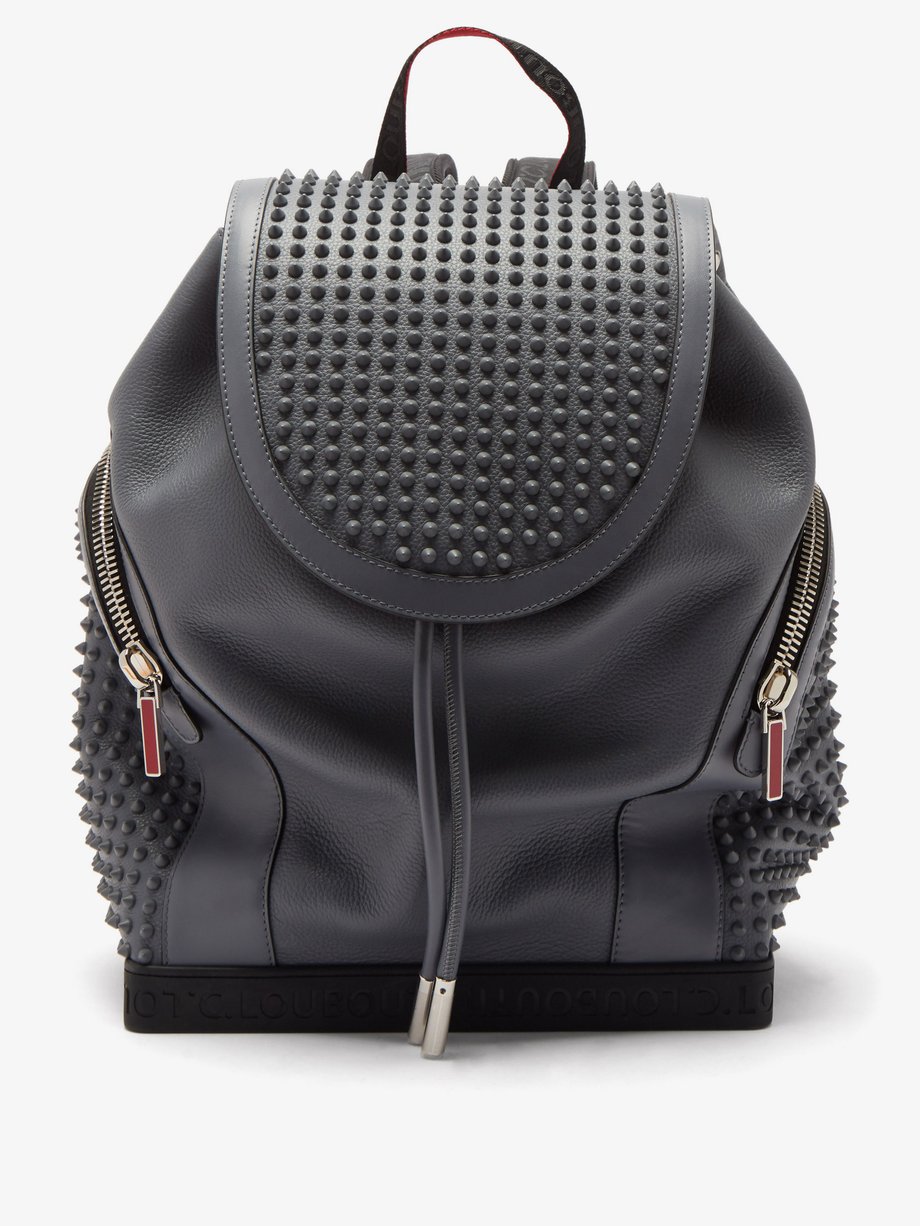 Grey Explorafunk spike-embellished leather backpack | Christian ...