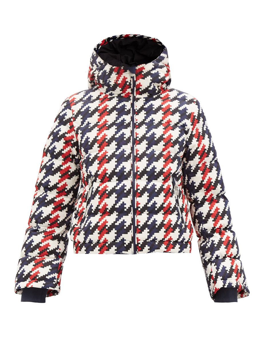 Perfect Moment Print Polar houndstooth-print quilted down ski jacket ...