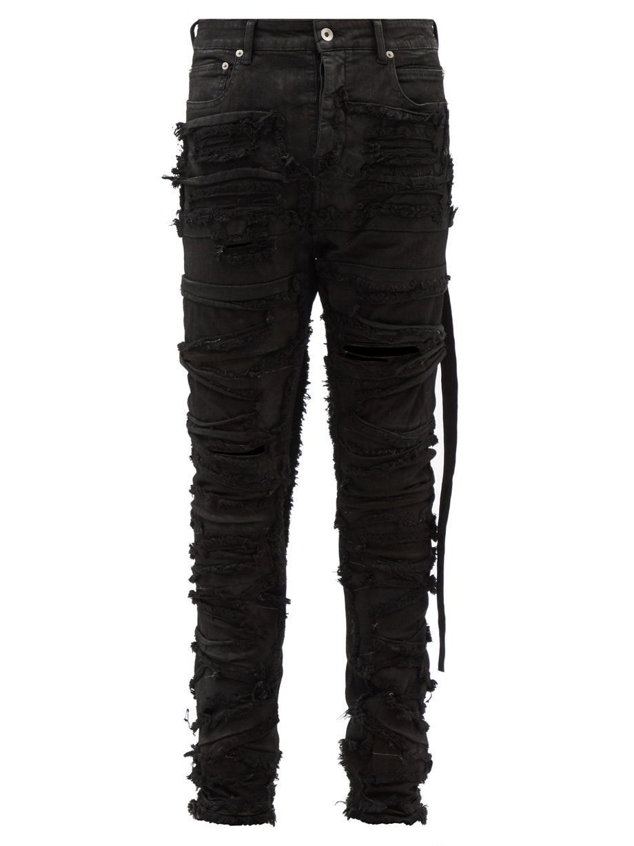 Black Detroit distressed slim-leg jeans | Rick Owens DRKSHDW ...