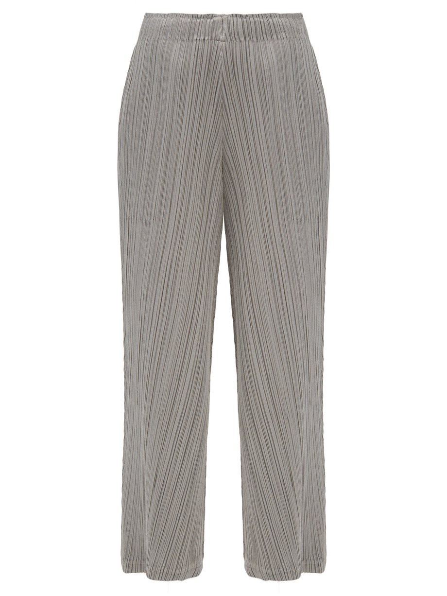 Grey Technical-pleated wide-leg trousers | Pleats Please Issey Miyake ...