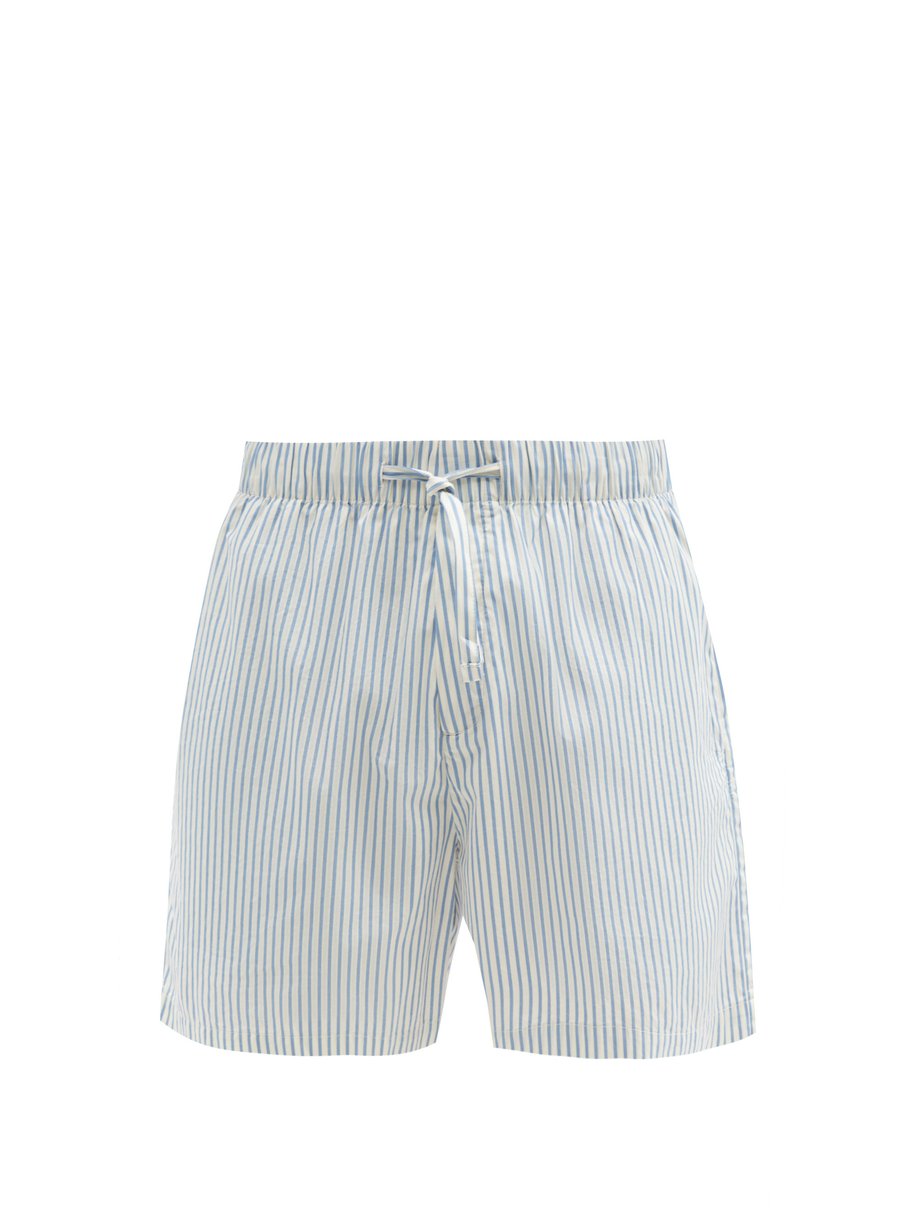 Blue Drawstring-waist organic-cotton pyjama shorts | Tekla ...
