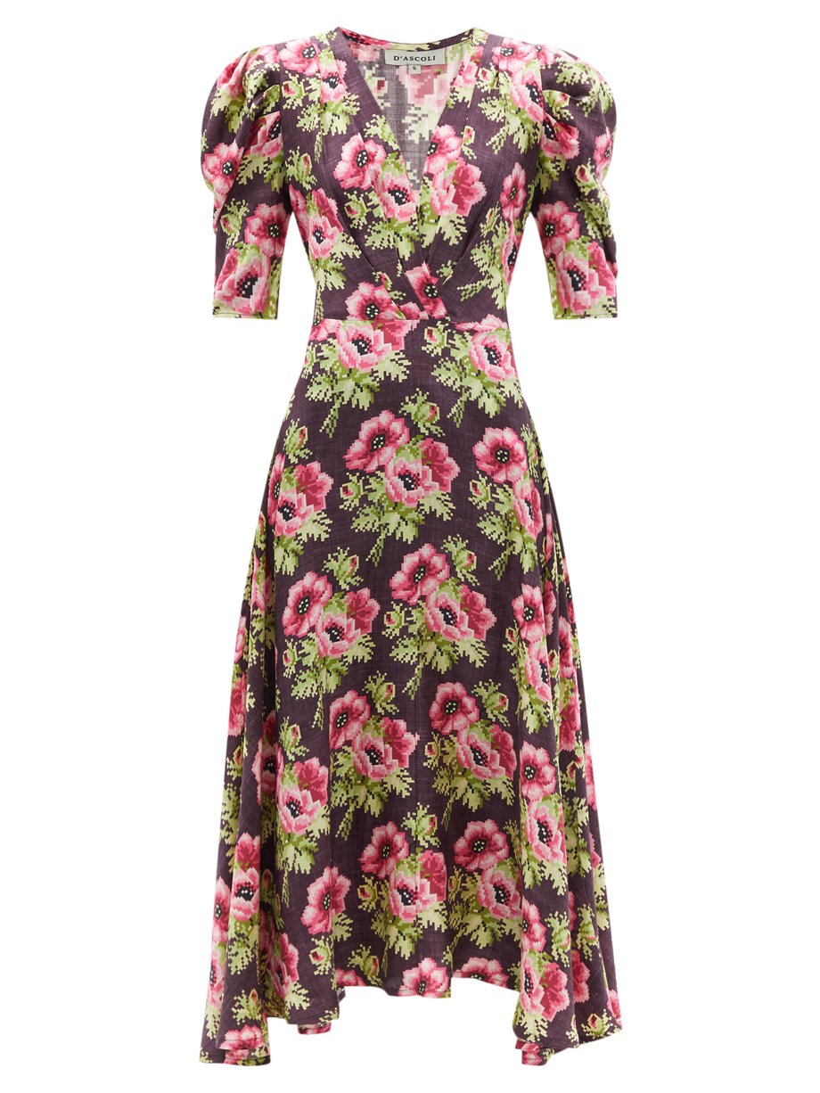 Print Agatha floral-print silk-twill dress | D'Ascoli | MATCHESFASHION US