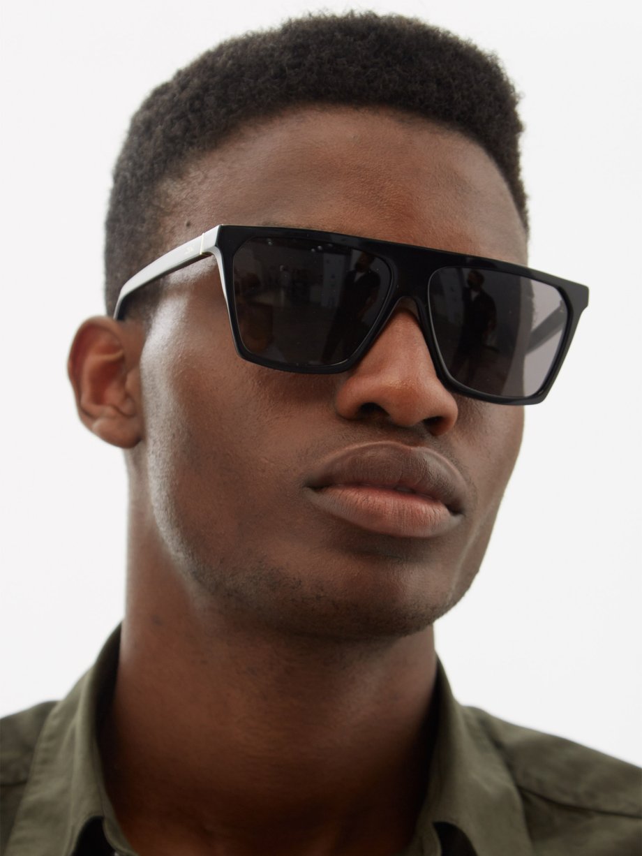 Asymmetric Square Acetate Sunglasses Black MATCHESFASHION Men Accessories Sunglasses Square Sunglasses Mens 