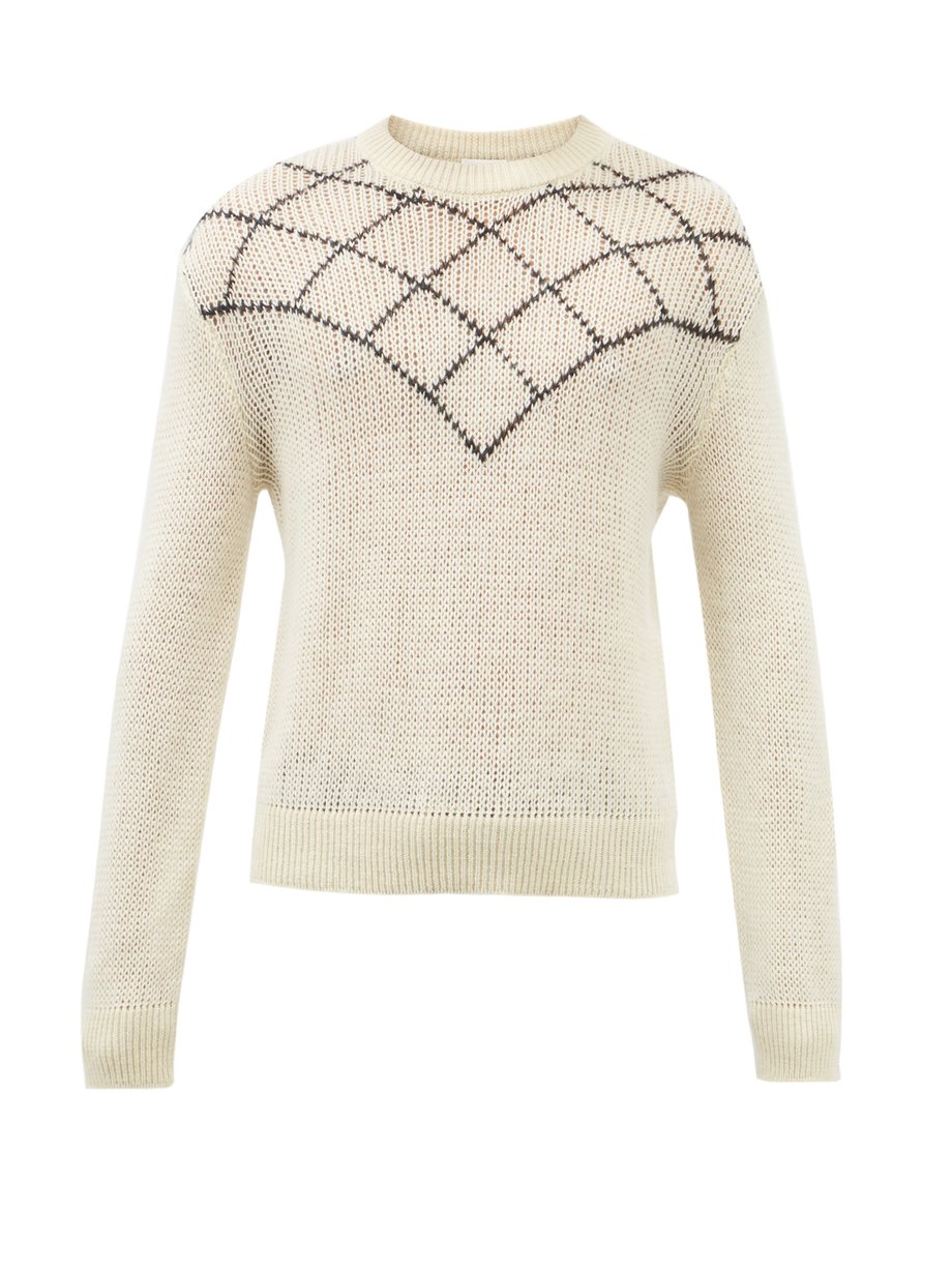 White Latticed open-gauge wool-blend sweater | Saint Laurent ...