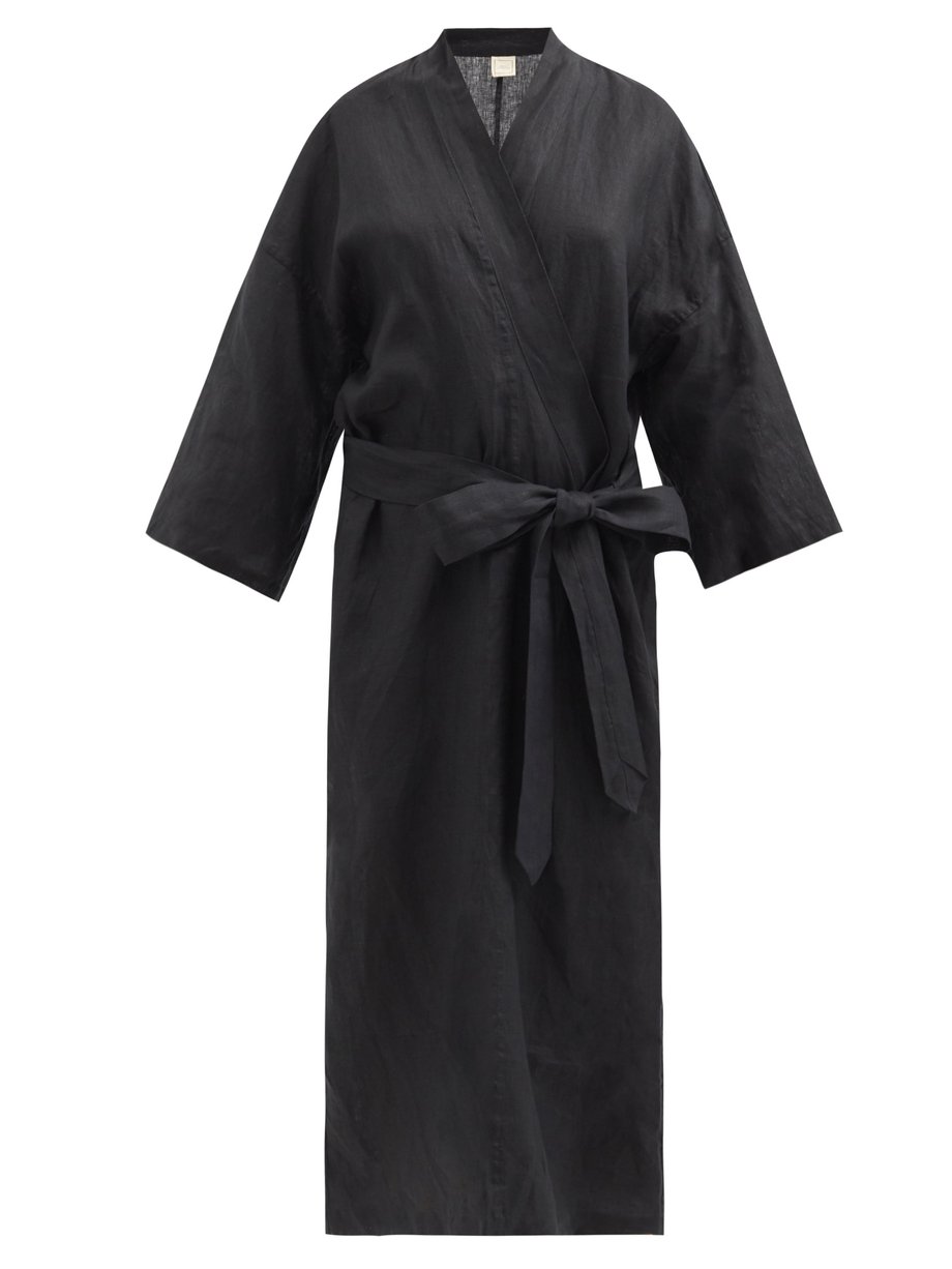 Black 02 belted linen robe | Deiji Studios | MATCHESFASHION UK