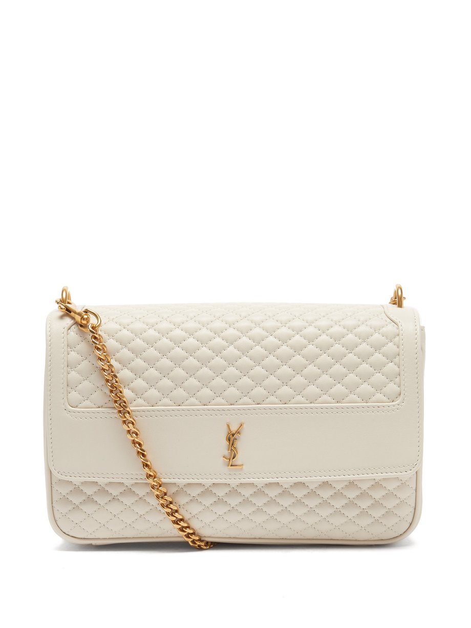 White Victoire YSL-plaque quilted-leather shoulder bag | Saint Laurent ...