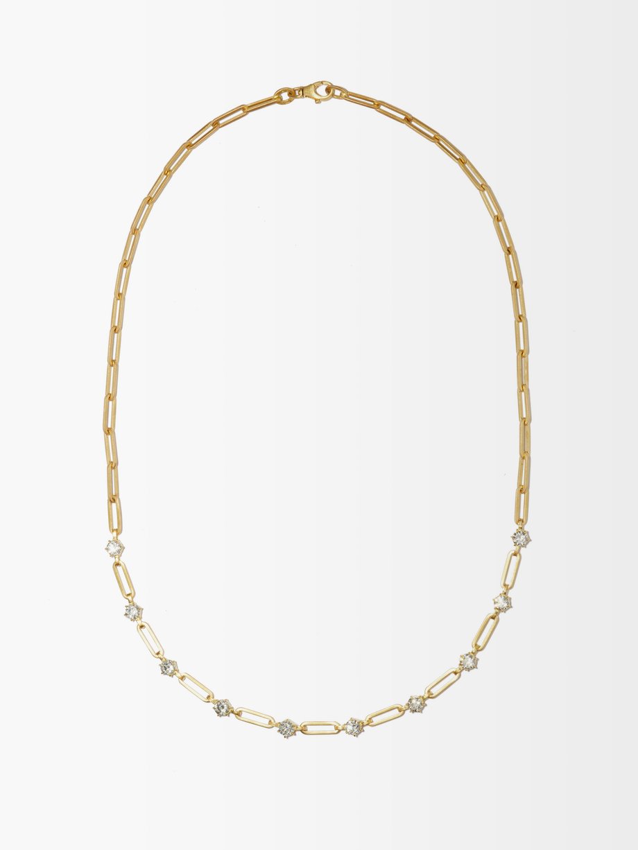 Metallic Phoebe diamond & 18kt gold necklace | Jade Trau ...