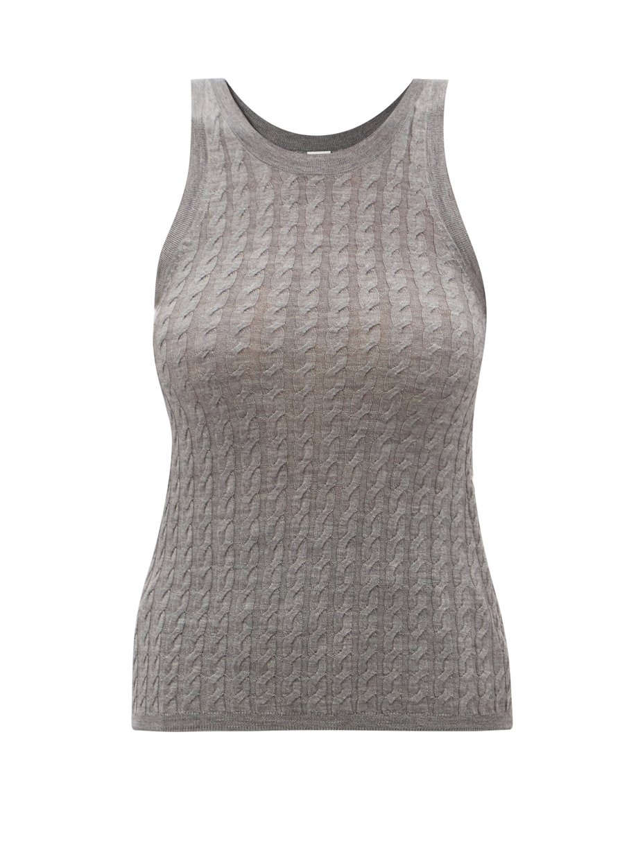 Grey Cableknit wool tank top Toteme MATCHESFASHION AU