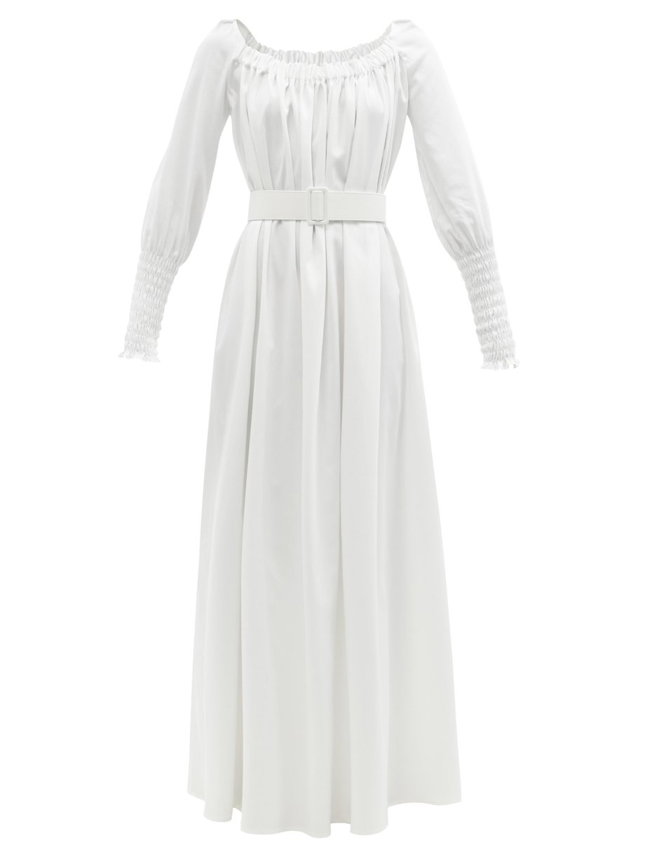 White Noel belted cotton-blend maxi dress | Marta Ferri | MATCHESFASHION US