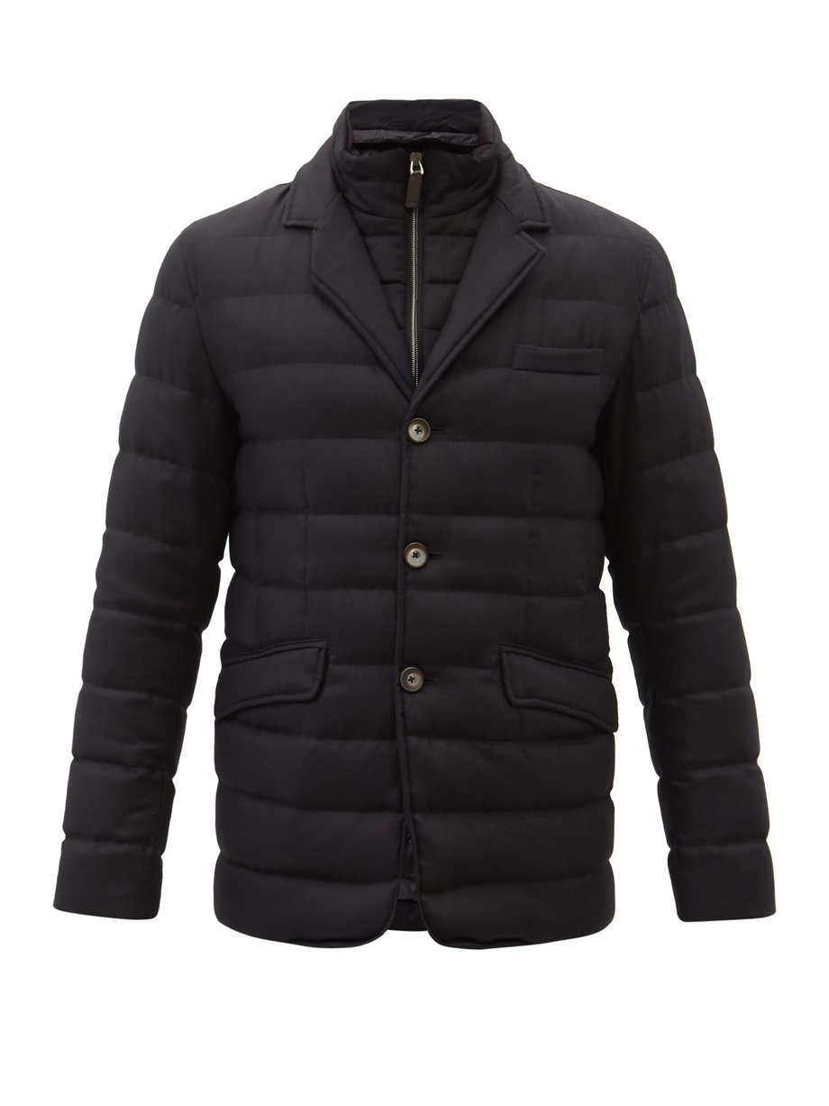 Black Norfolk wool-blend blazer down jacket | Herno | MATCHESFASHION AU